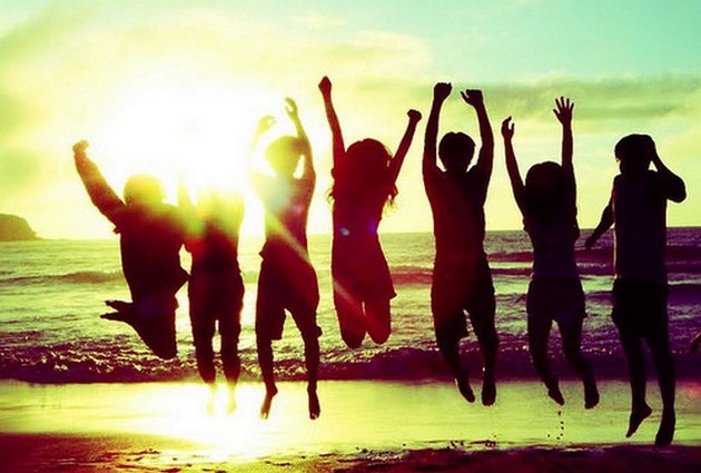 Friendship amigos en la playa